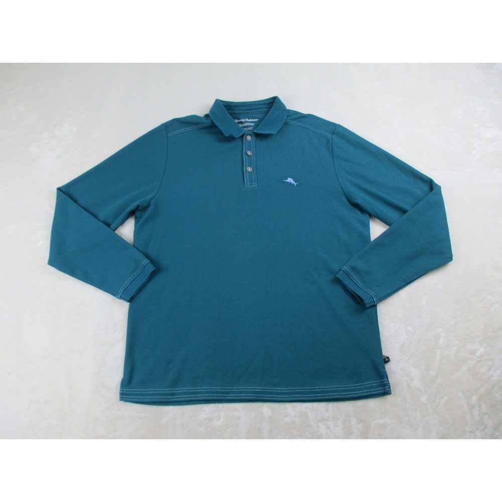 Tommy Bahama Polo Shirt Mens Medium‎ Green Marlin Island Zone Supima Preppy